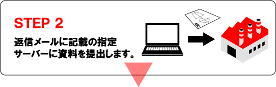 ＳＴＥＰ２返信メールに記載の指定サーバーに、資料を提出します。